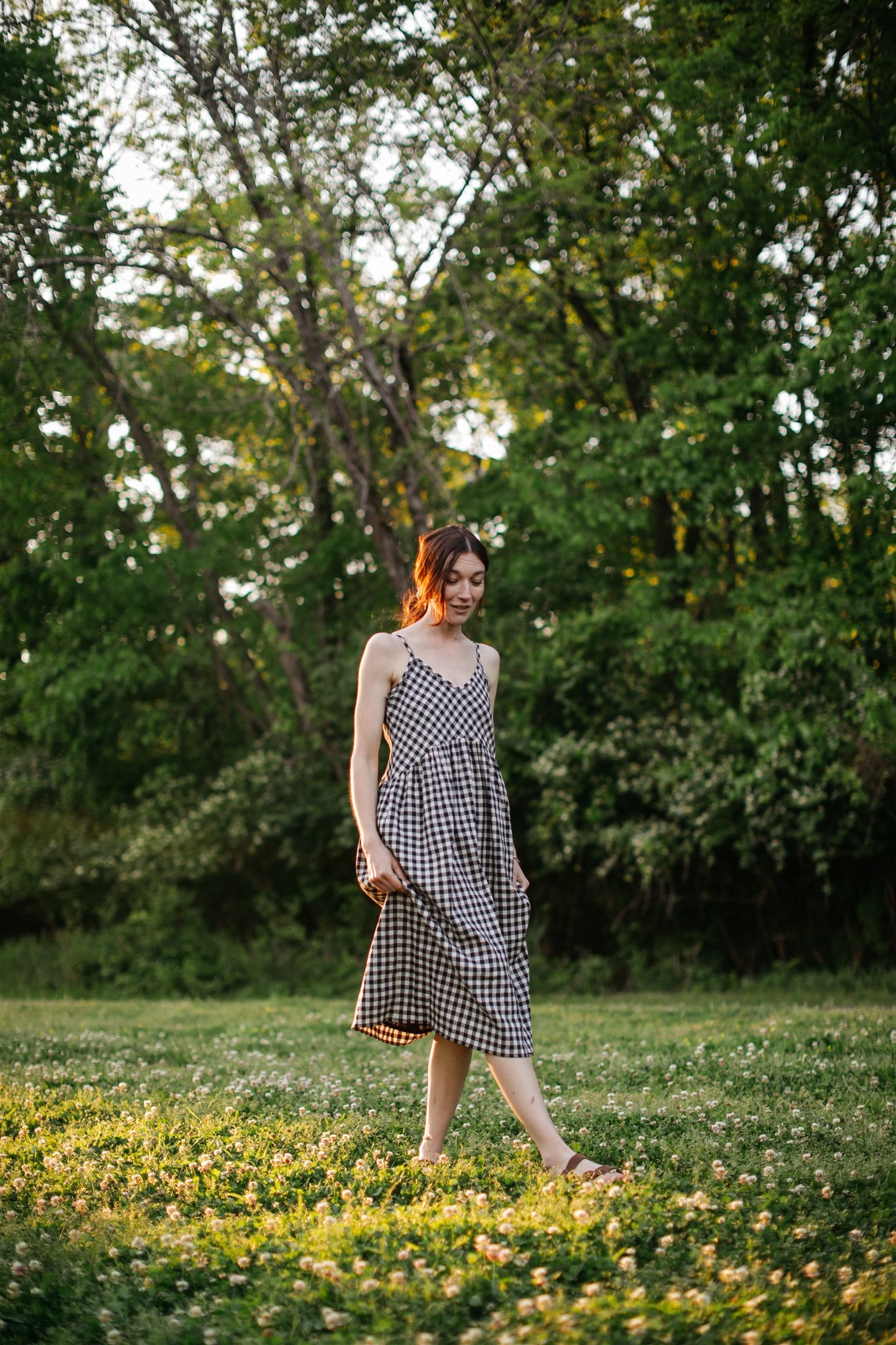 Faro Dress in Recycled Black and White Gingham Made to Order