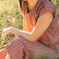 Katie Handwoven Cotton Mauve and Dust Stripe Made to Order