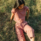 Katie Handwoven Cotton Mauve and Dust Stripe Made to Order