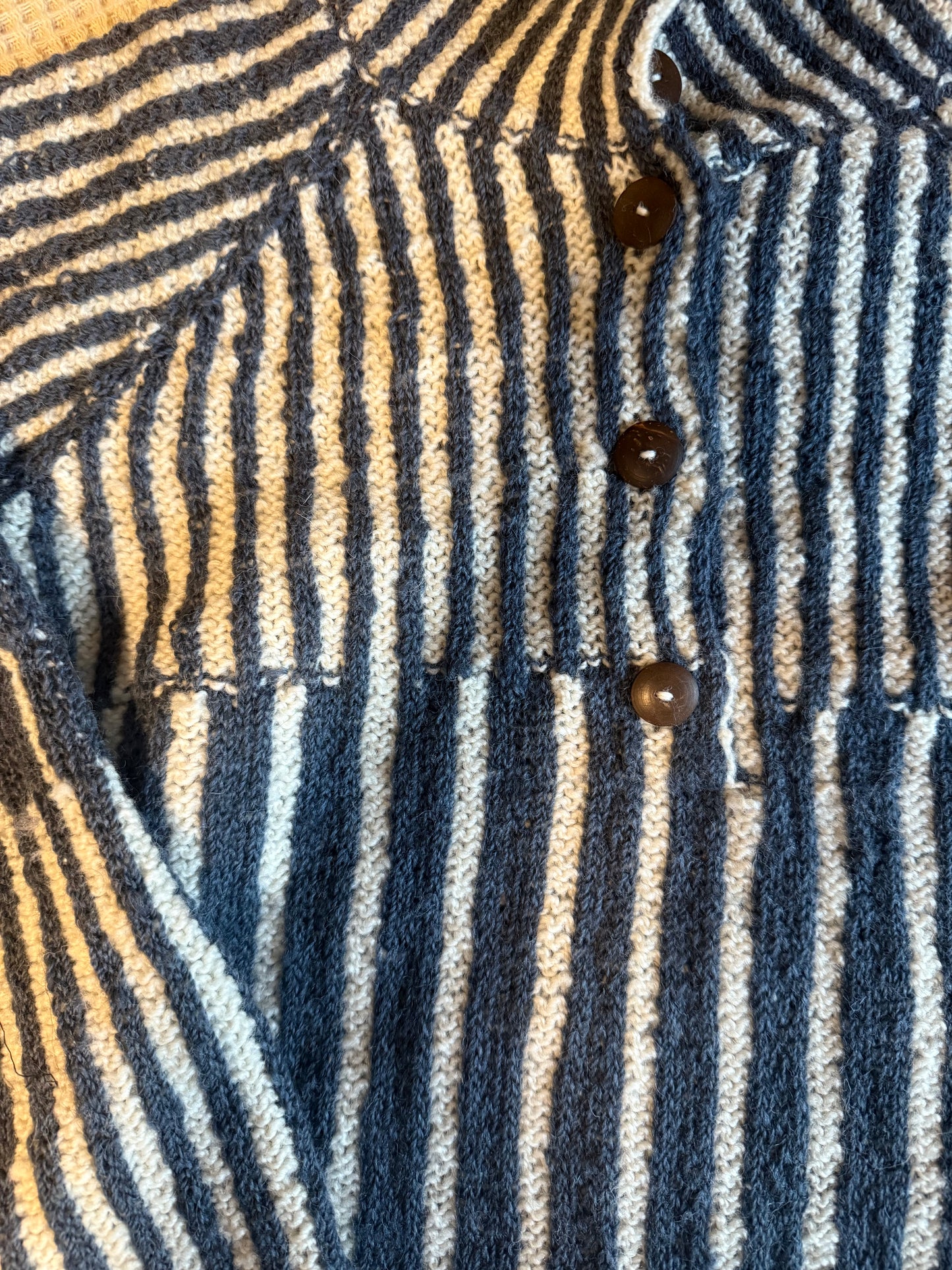 Tiff Oversized Wool Henley in Slate and Cream Made to Order