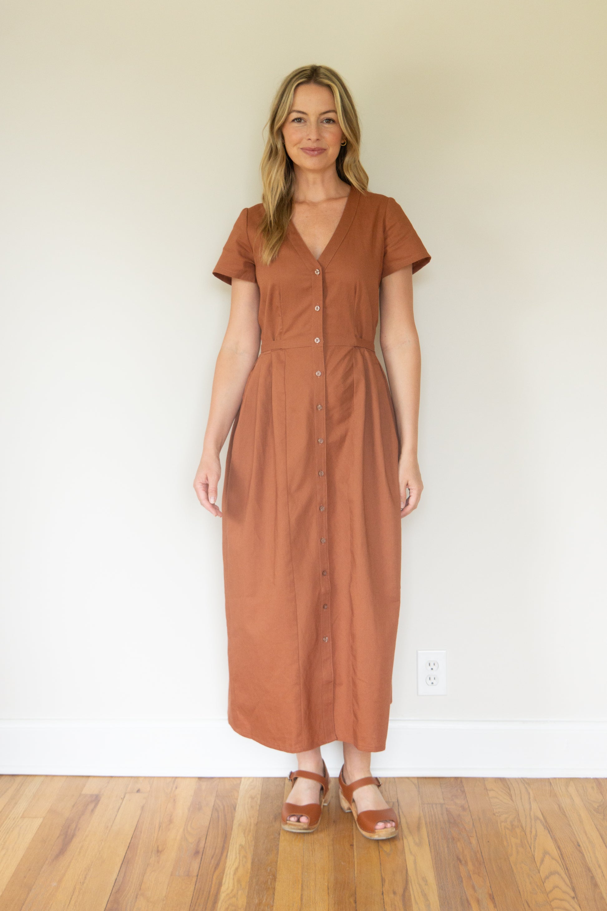 linen terracotta dress Rome Wrap Dress
