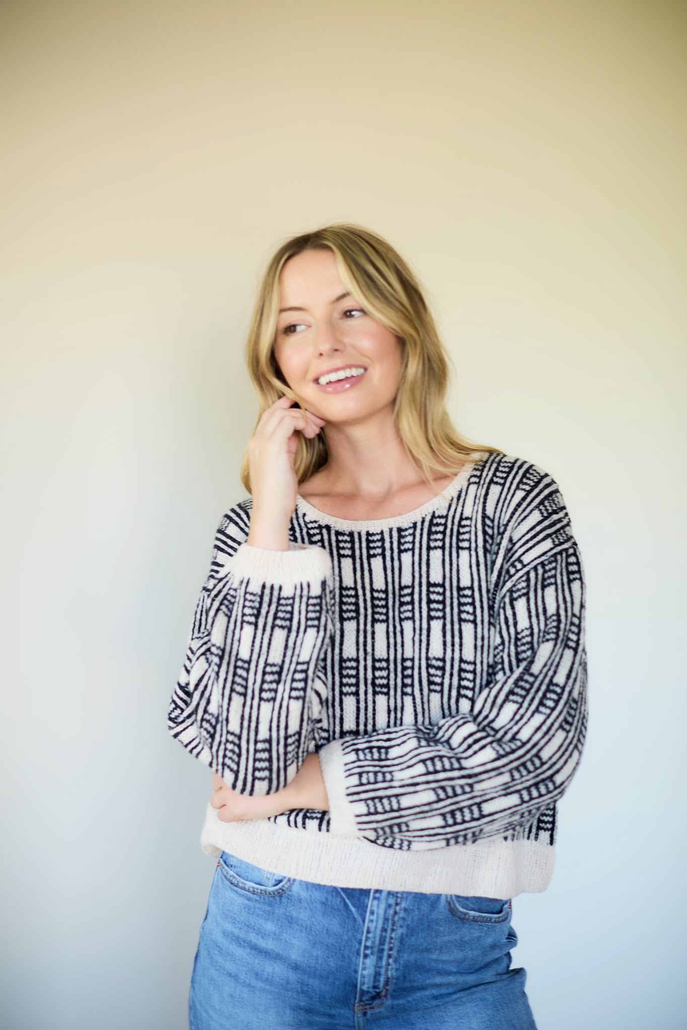 Kitty Pashmina Pullover in Black and White or Green and Pink Made to Order