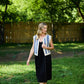 Martha Hand Knit Cotton Vest in Cream and Cobalt