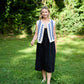 Martha Hand Knit Cotton Vest in Cream and Cobalt