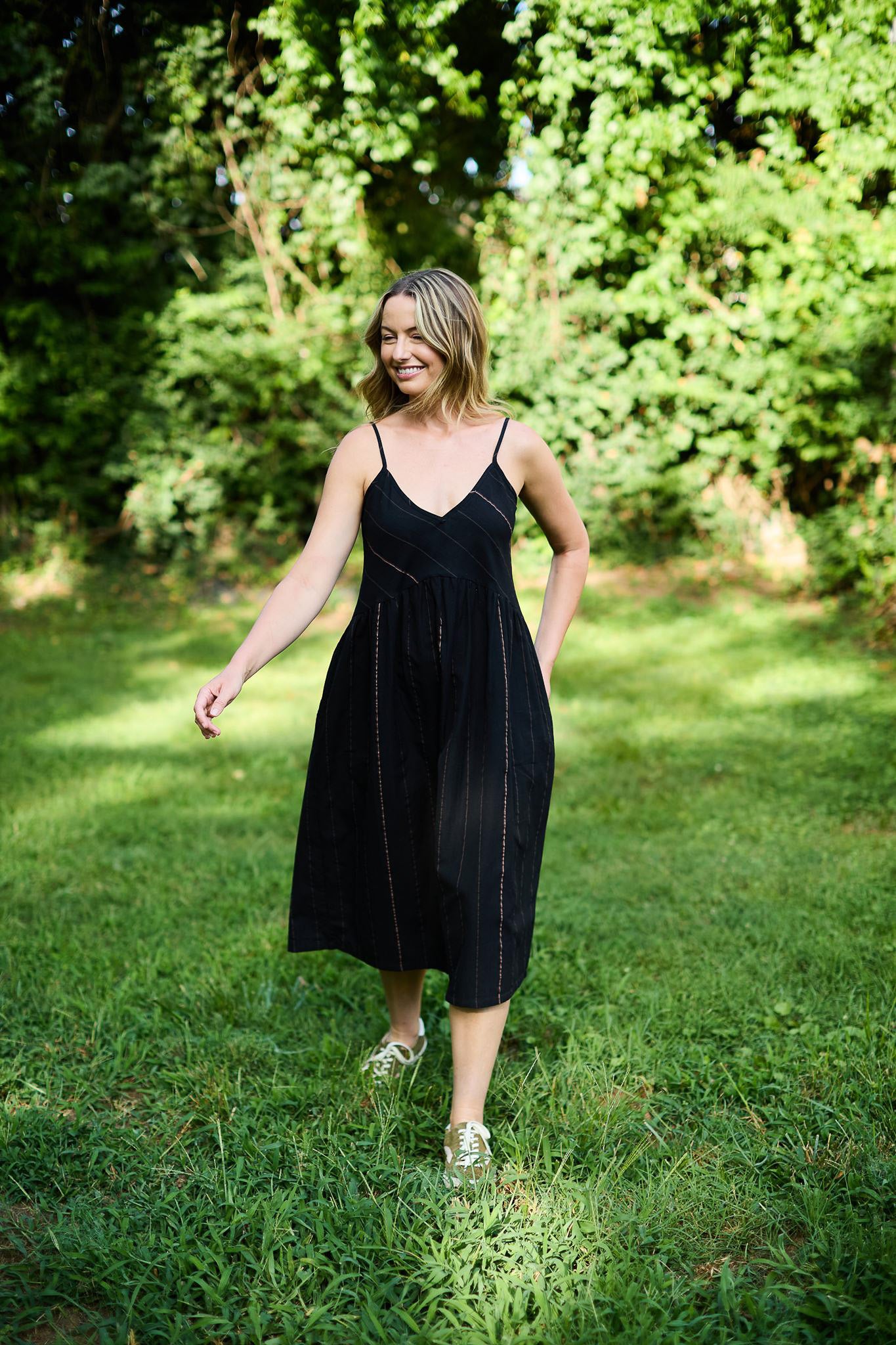 Faro Dress in Black Handwoven Cotton