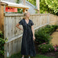 June Dress in Black and White Linen