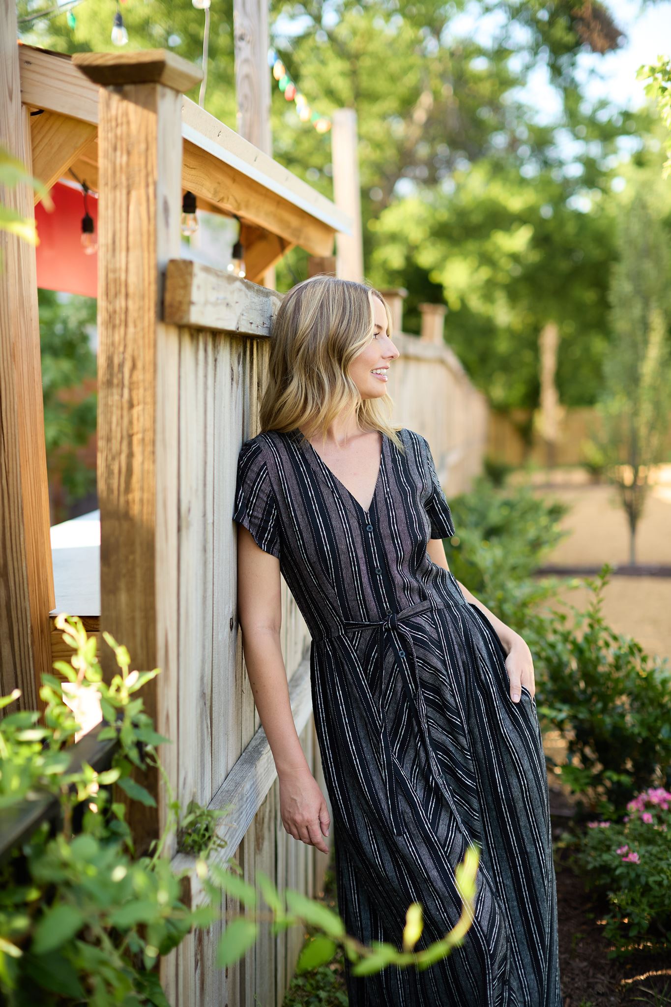 June Dress in Black and White Linen