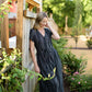 June Dress in Black and White Linen