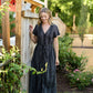 June Dress in Black and White Linen