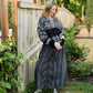 Imogene Oversized Wool Henley in Snowflake Print