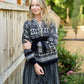 Imogene Oversized Wool Henley in Snowflake Print