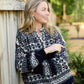 Imogene Oversized Wool Henley in Snowflake Print