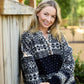 Imogene Oversized Wool Henley in Snowflake Print
