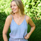 Linen Skirt Set in Light Blue Linen