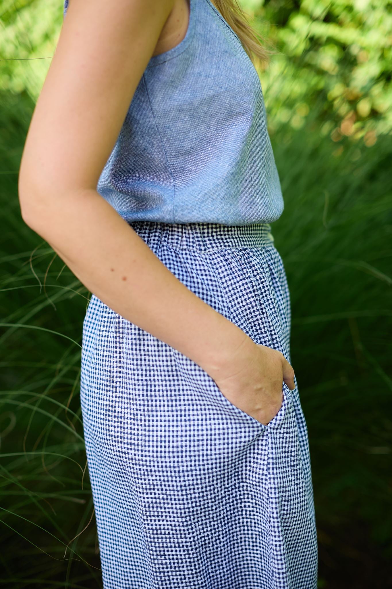 Linen Skirt Set in Light Blue Linen