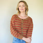 Leota Striped Wool Cardigan in Chestnut and Red Made to Order