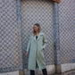 Portuguese Wool Polly Coat in Mint Herringbone Made to Order