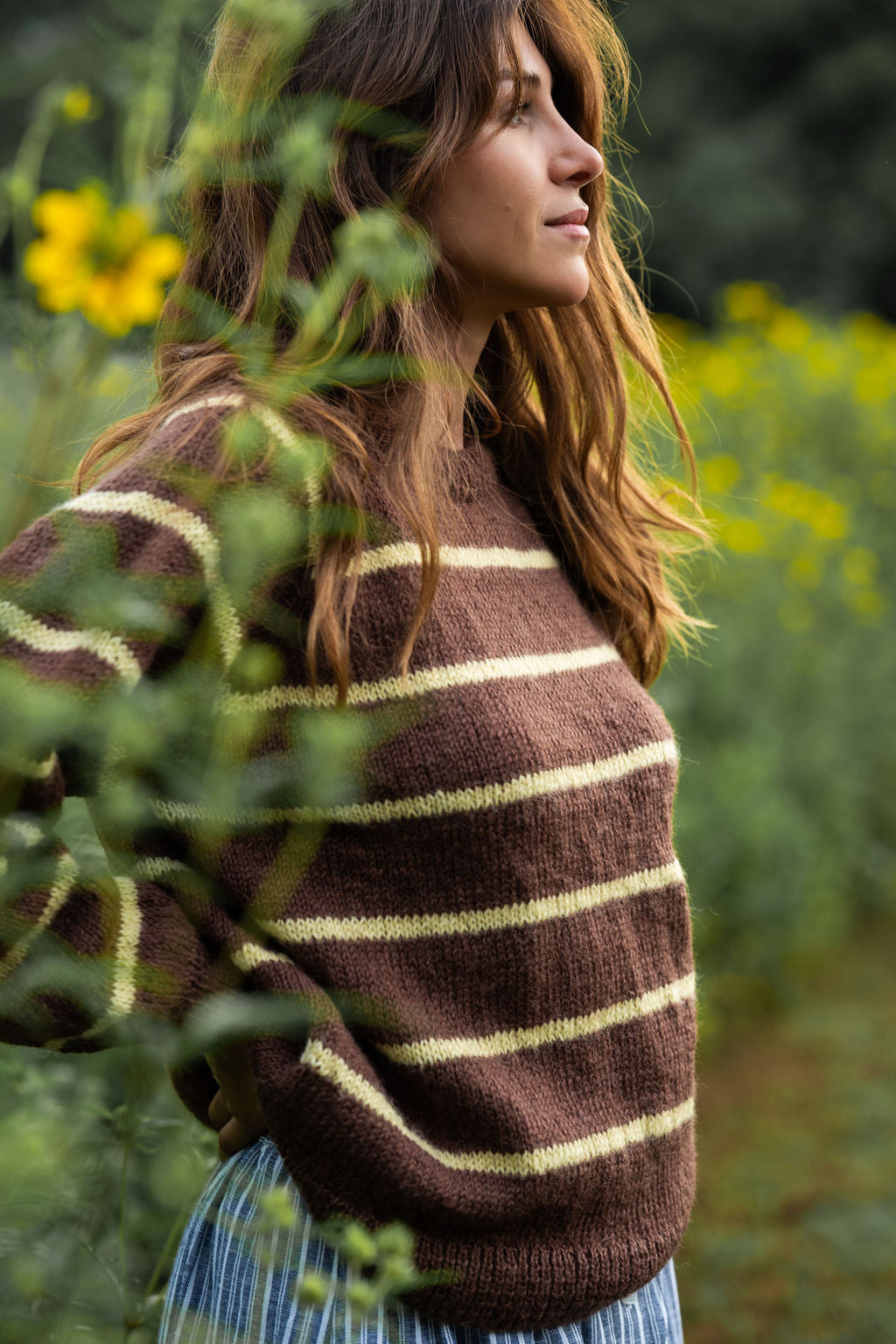 Roslin Wool Pullover in Dusty Plum and Cream Made to Order