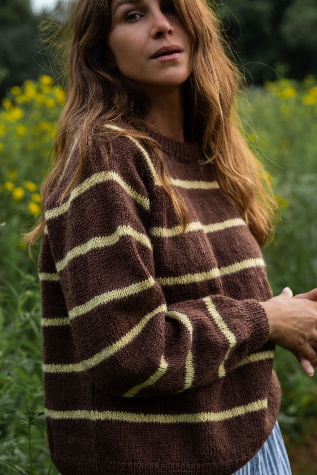 Roslin Wool Pullover in Dusty Plum and Cream Made to Order
