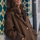 Portuguese Wool Pieper Coat in Brown and Navy Small Check Made to Order