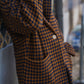Portuguese Wool Pieper Coat in Brown and Navy Small Check Made to Order
