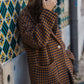 Portuguese Wool Pieper Coat in Brown and Navy Small Check Made to Order