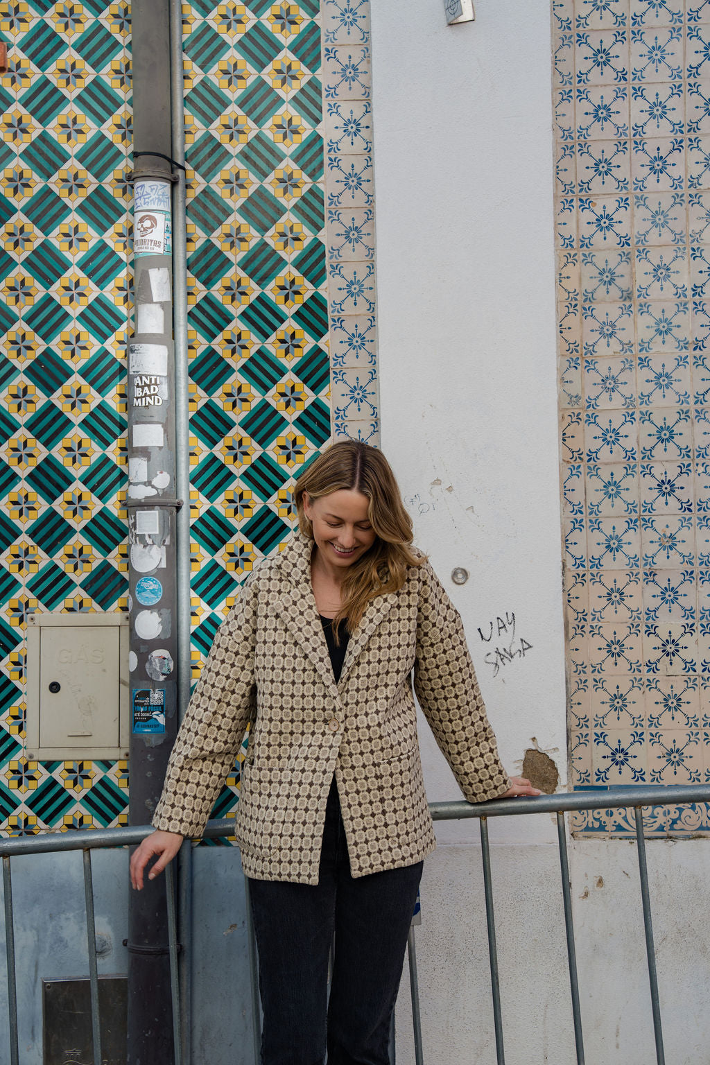 Portuguese Wool Pieper Coat in Brown Vintage Print Made to Order