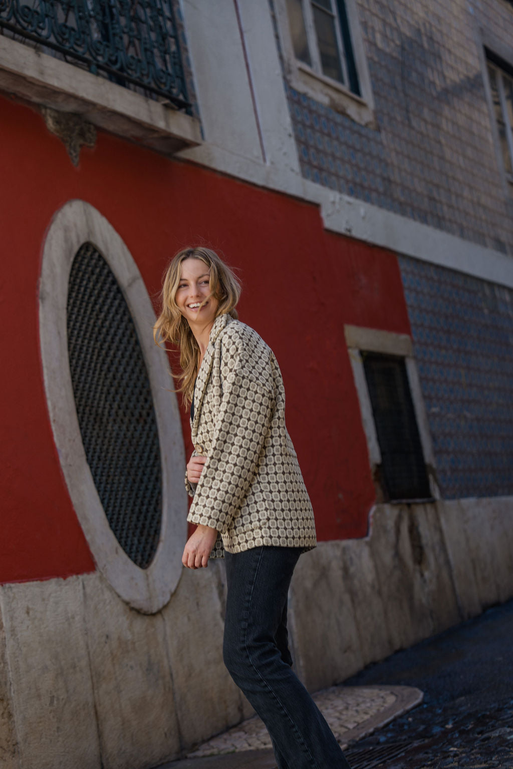 Portuguese Wool Pieper Coat in Brown Vintage Print Made to Order
