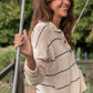 Dorothy Cotton Sweater in Cream and Black Stripe Made to Order