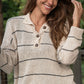 Dorothy Cotton Sweater in Cream and Black Stripe Made to Order