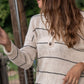 Dorothy Cotton Sweater in Cream and Black Stripe Made to Order