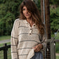 Dorothy Cotton Sweater in Cream and Black Stripe Made to Order