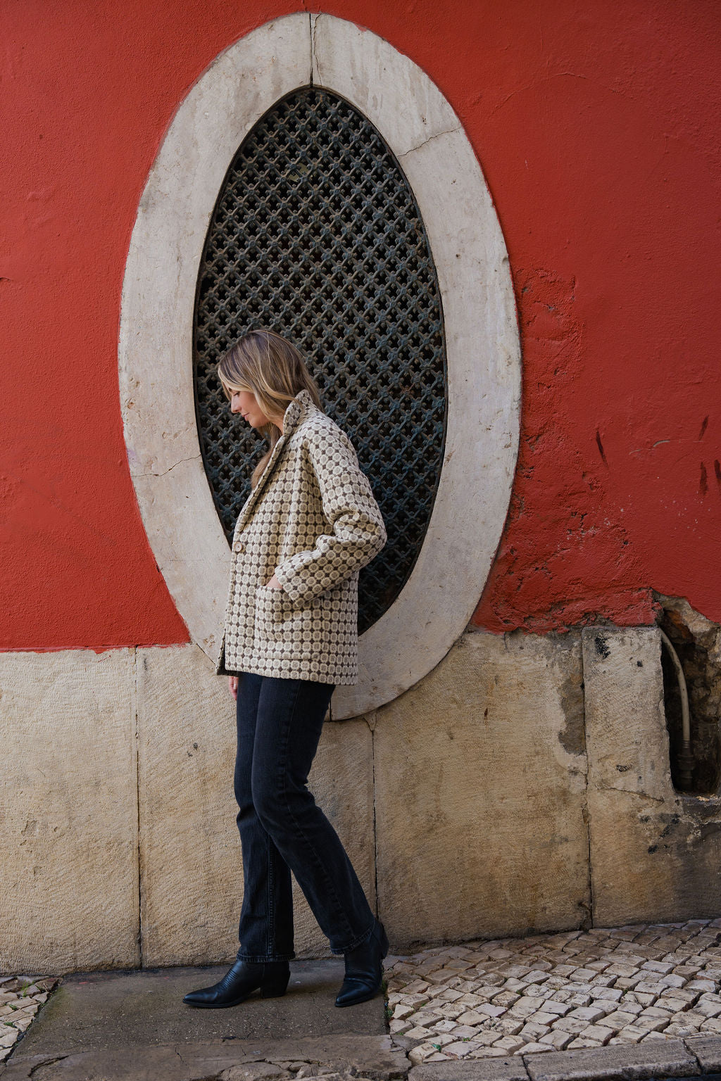 Portuguese Wool Pieper Coat in Brown Vintage Print Made to Order