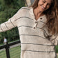 Dorothy Cotton Sweater in Cream and Black Stripe Made to Order