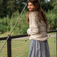 Dorothy Cotton Sweater in Cream and Black Stripe Made to Order