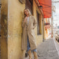 Portuguese Wool Polly Coat in Mustard and Cream Check Made to Order