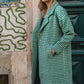 Portuguese Wool Polly Coat in Green and White Check Made to Order