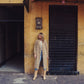 Portuguese Wool Polly Coat in Mustard and Cream Check Made to Order
