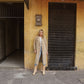 Portuguese Wool Polly Coat in Mustard and Cream Check Made to Order