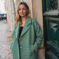 Portuguese Wool Polly Coat in Green and White Check Made to Order