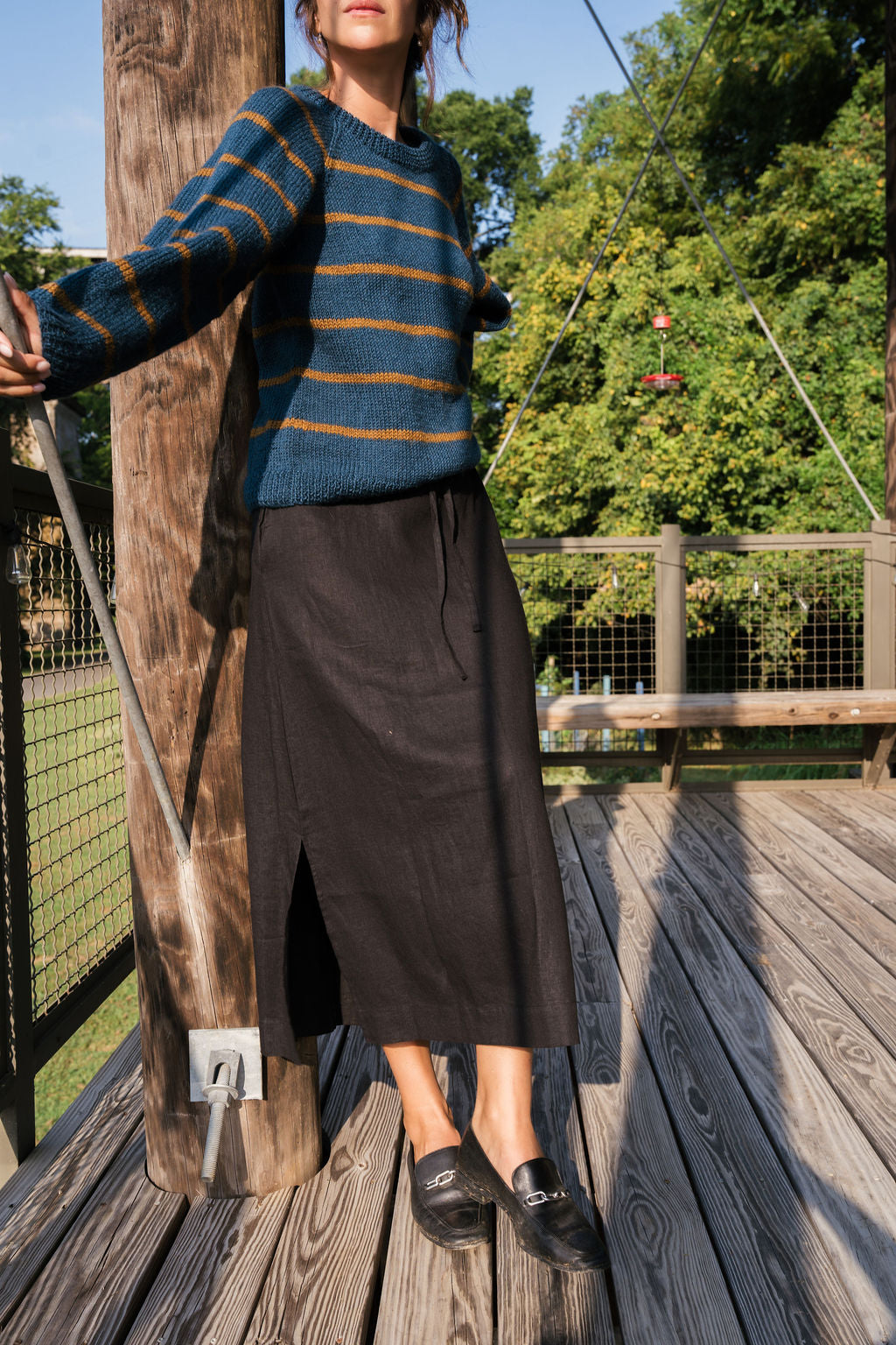Roslin Wool Pullover in Indigo and Moss Made to Order