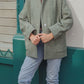 Portuguese Wool Pieper Coat in Teal and Cream Thin Stripe Made to Order