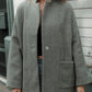 Portuguese Wool Pieper Coat in Teal and Cream Thin Stripe Made to Order