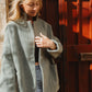 Portuguese Wool Pieper Coat in Teal and Cream Thin Stripe Made to Order