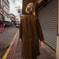 Portuguese Wool Polly Coat in Black and Brown Small Herringbone Made to Order
