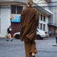 Portuguese Wool Polly Coat in Black and Brown Small Herringbone Made to Order