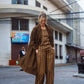 Portuguese Wool Polly Coat in Black and Brown Small Herringbone Made to Order