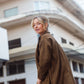Portuguese Wool Polly Coat in Black and Brown Small Herringbone Made to Order