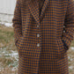 Portuguese Wool Polly Coat in Brown and Navy Check Made to Order