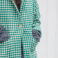 Portuguese Wool Pieper Coat in Green and Cream Check Made to Order